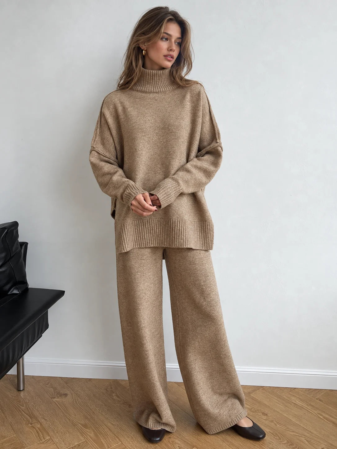 Ensemble Cozy Col Roulé en Maille